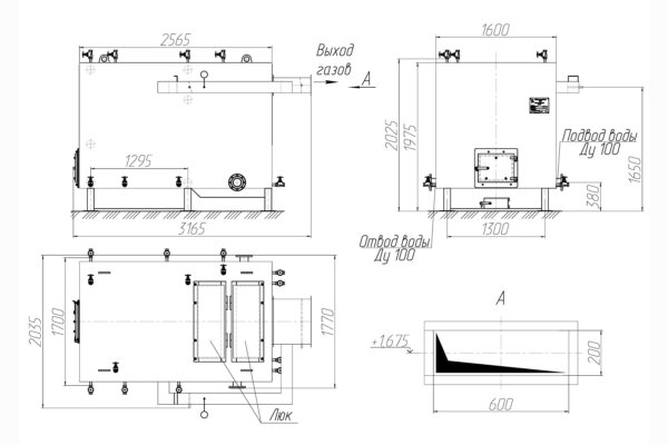 Чертеж котла без дымососа 0.6 МВт