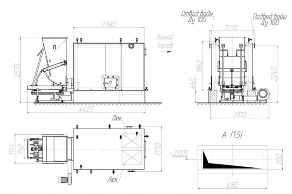 Котел КВм 1.25 с ТШПМ чертеж