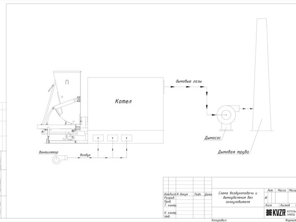 Схема котла без золоуловителя